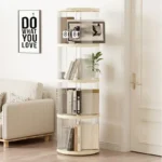 360 Degree Rotating Bookshelf, Transparent Bookshelf, Children's Picture Book Storage Rack, Simple Floor Standing Storage Rack - Image 5