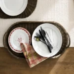 Rattan Decor Tray, Handmade Woven Rattan Tray with Handles, living room Decorative Circle Boho Tray for Coffee Table, Ottoman - Image 2