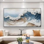 Arthyx 100% Handpainted Abstract Sea Wave Oil Painting On Canvas,Modern Texture Art Seascape Poster,Wall Picture,Home Decoration - Image 3