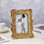 1PC Vintage Gold Palm Leaf Pattern Resin Photo Frame, suitable for family photo display and shooting prop decoration - Image 2