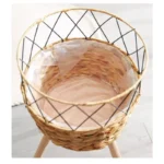 Wood Woven Plant Pot on Standing Flower Pot Storage Basket Indoor Planters Classic Style Garden Decor Essentials Home Decoration - Image 3