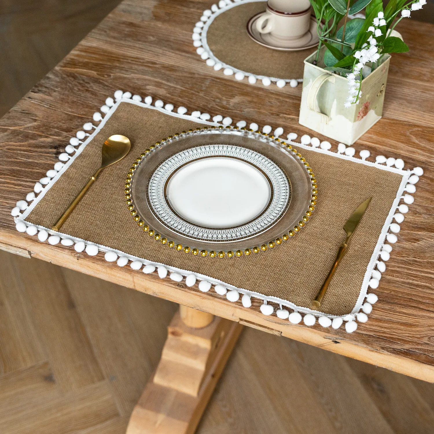2 PCS Braided Placemats Heat Resistant Jute Table Mats Farmhouse Woven Fabric Natural Place Mats for Decorations Indoor Outdoor 30 kf S2921dd868ac54bc6b1ae6ee1e63faa6eu