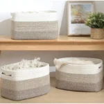 Cotton Rope Woven Storage Basket Solid Color Desktop Cosmetic Organizer Box Toy Laundry Storage Basket Laundry Basket
