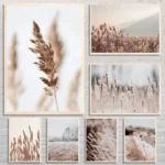 Classic Riverside Hills Yellow Dry Reeds Landscape Poster Canvas Art Painting Printing Home Room Wall Pictures Decor Gift