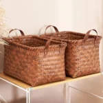 Set of 2 Handmade Woven Storage Baskets - Versatile Organizers, Shelf Baskets - Image 2