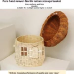 Castle Mushroom Rattan Handmade Basket Vacation Picnic Baskets Photo Props Beach Straw Bags Kids Acorns Handbag Woven Tote Bags - Image 4