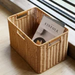 Kens European Sle Woven Rattan Storage Basket Closet Organizer Living Room Miscellaneous Items Basket Cabinet Storage Basket