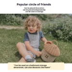 Castle Mushroom Rattan Handmade Basket Vacation Picnic Baskets Photo Props Beach Straw Bags Kids Acorns Handbag Woven Tote Bags - Image 2