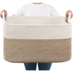 Cotton Rope Woven Dirty Clothes Basket Large Capacity Square Storage Basket Toys Blanket Storage Basket - Image 7
