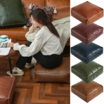 Moroccan Pouf Floor Cushion Oil Wax Skin Embroider Craft Ottoman Footstool Futon Sofa Artificial PU Leather Unstuffed Cushion - Image 4