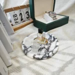 Small Round Travertine Tray, Natural Stone Jewelry Vanity Tray for Rings, Keys, and Coins, Compact Home Decor Organizer 15CM - Image 2