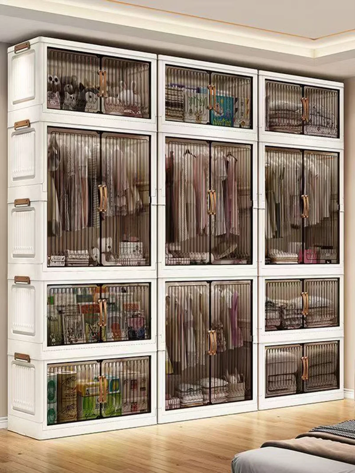 Multifunction Folding Storage Cabinet Dustproof Wardrobe Sundries Cabinet Closet Organizer Locker Storage Box - Image 2