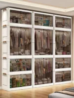 Multifunction Folding Storage Cabinet Dustproof Wardrobe Sundries Cabinet Closet Organizer Locker Storage Box - Image 2