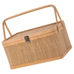 1Pc Woven Bamboo Basket Durable Storage Container Kitchen Garden Harvest Picnic Fruits Vegetable Egg Holder Shopping Bag With - Image 5