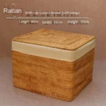 Natural Rattan Weaving Laundry Basket - Household Organizer for Toys and Dirty Clothes with Lid Simple and Aesthetic Hot Sale - Image 5