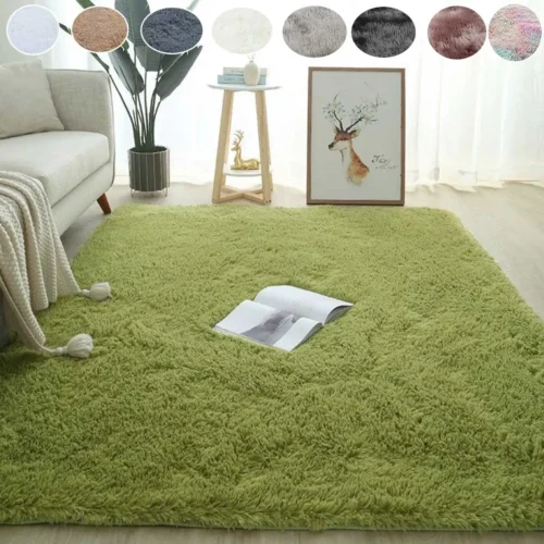 Plush Green & Pink Area Rug: Soft, Fluffy Comfort for Kids