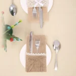 AS60-40PCS Country Wedding Table Silverware Holder Natural Burlap Cutlery Pockets Fork Pockets Rustic Wedding Decoration - Image 4