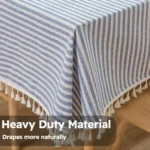 Chic Cotton Linen Stripe Tablecloth with Tassels for Dining Elegance - Image 5