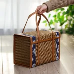Hand-woven Multi-purpose Egg Basket Picnic Basket Bamboo Basket Fruits Rectangular Box Household Kitchen Supplies Organization - Image 4