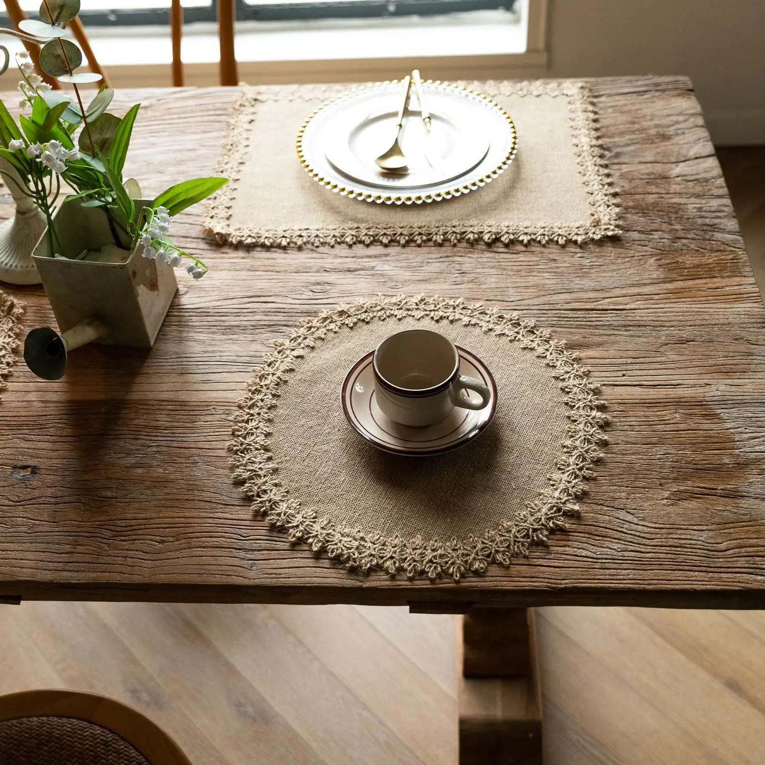 2 PCS Braided Placemats Heat Resistant Jute Table Mats Farmhouse Woven Fabric Natural Place Mats for Decorations Indoor Outdoor 14 kf S30bf682b22354510a47bff349b36d748T