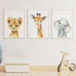 Safari Nursery Decor Set of 3 Poster Jungle Animal Nursery Wall Art Prints Baby Animal Prints Children's Room Bedroom Decoration - Image 4
