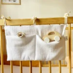 Baby Crib Storage Bag Cotton Double Pouch Newborn Bed Headboard Organizer for Kids Baby Bedding Diaper Toys Bag - Image 2