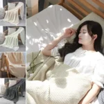 Warm Solid Color Knitted Blanket Soft Breathable Shawl Throw Blanket Nordic Bedspread - Image 6