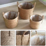 Nordic Extra Large Straw Flower Pot Seaweed Storage Basket Potted Green Plant Flower Basket Hand Woven Floor Indoor Flower Pot - Image 6
