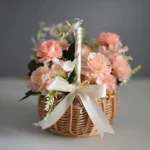 Hand-woven Wedding Flower Basket With Handle Wicker Sundries Basket Wedding Flower Girls Basket for Home Picnic Storage Basket - Image 3