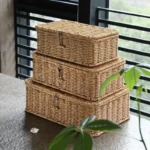 Large Storage Basket Rattan Woven Storage Box with Lid Stackable Sundries Basket Storage Organizer Toy Container Orgainzation - Image 2