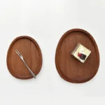 Solid Wood Serving Tray Oval Tea Tray Decorative Wood Plate Fruit Tray Vegetable Platter Home Bread Dessert Cake Plate Tableware - Image 3