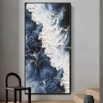 Mintura,Abstract Knife 3D Wave Pictures Hotel Decor Wall Art Hand Painted Seascape Oil Painting on Canvas Handmade Sea Paintings