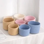 Handmade Woven Cotton Rope Woven Storage Box Basket Desktop Organizer Sundries Toys Comestics Keys Snacks Sundries Organizer - Image 2