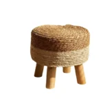 Grass woven stool, rural low stool, rattan woven shoe changing stool, thickened woven seat cushion stool - Image 5