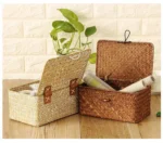 Wicker Storage Basket Woven Rattan Storage Laundry Basket Toy Books Storage Basket With Lid Muitifountional Convenient storage - Image 3
