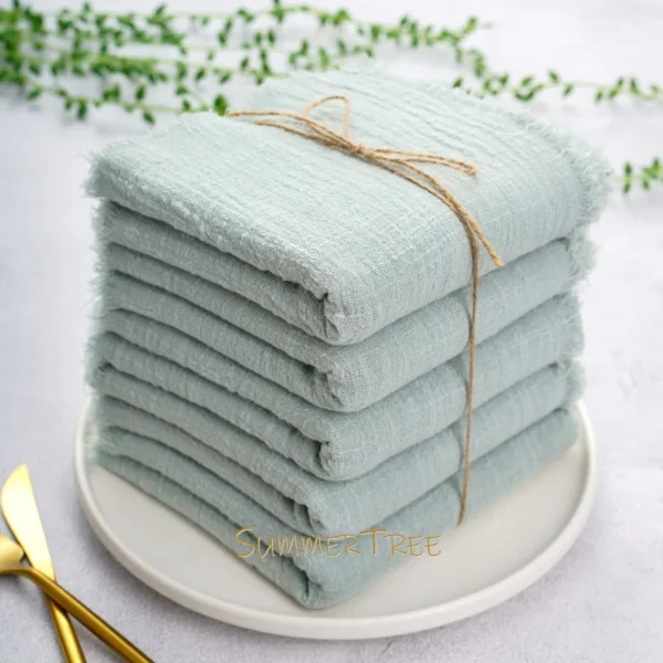 50 Pack 32x32cm Cotton Gauze Napkins Vintage Textured Design Table Linens Christmas Wedding Party Boho Retro Decor Wholesale