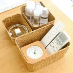 Woven Seagrass Storage Baskets Straw Rattan Basket Desk Organizer Picnic Basket Fruit Storage Box Cosmetic Storage Container - Image 4