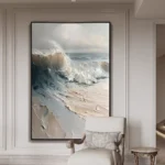 Natural Sea Wave Landscape Oil Painting Wall Canvas, Home Art, Hand Picture, Modern Artwork for Living Room, Unframed