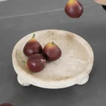 Retro Natural Marble Tray Decorative Fruit Bowl Vintage Travertine Stone Jewelry Perfume Plate with Three-legs Home Decoration - Image 5