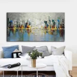 Arthyx Large Handpainted Knife City Building Oil Painting on Canvas Modern Abstract Posters Wall Picture For Home Decor No Frame - Image 5