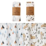 Kangobaby #My Soft Life# 2pcs Set 100% Cotton Baby Muslin Swaddle Blanket Newborn Bath Towel Infant Wrap - Image 4