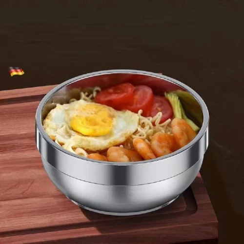 Creative Gold Bowl Stainless Steel Double Layer Anti-Scalding Noodles Soup Bowls Thick Insulated Bowl For Children Tableware