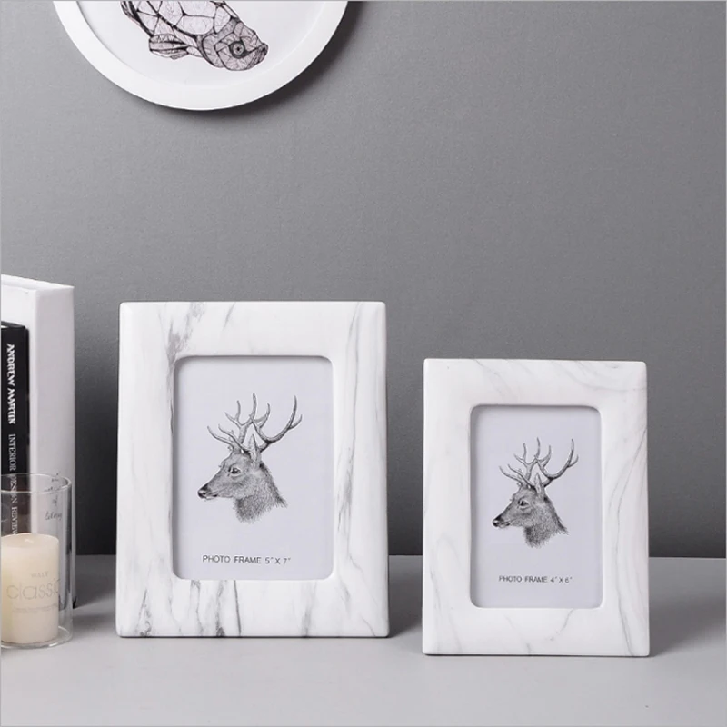 European Modern White Marble Accents Ceramic Photo Frame Rectangle 3.5x5 4x6 5x7 Inches For Home Tabletop Decoration 2 kf S3740459c366c4a9a916f39e723cc92a2h