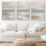 Coastal Serenity: 3-Piece Abstract Ocean Canvas Art Set - Image 2