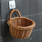 Hanging Portable Wall Hanging Basket Woven Storage Basket Portable Flower Plant Pot Desktop Kitchen Vegetables Storage - Image 6