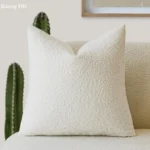 Solid Boucle Throw Pillow Cover Ivory Grey Camel Puffy Soft Design Cushion Cover Texture Couch Pillow Case Cozy 18x18" 45x45cm - Image 5