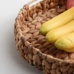 Rattan Wicker Basket Handwoven Fruit Tea Snack Bread Basket Cosmetic Round Storage Box Water Hyacinth Tray Jewelry Dish - Image 6