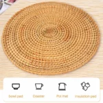 Handwoven Rattan Placemats,Round Wicker Table Mats, Natural Woven Placemats For Dinner Table,Heat Resistant Mats - Image 5