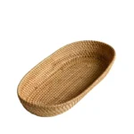 Rattan basket wooden woven basket fruit plate bread snack groceries steamed bun dining table coffee table top storage basket - Image 5