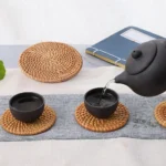 Natural Rattan Woven Placemat Round Table Mat Insulation Coasters Pot Coffee Placemats Pad Anti-Slip Table Mats Handicraft - Image 2